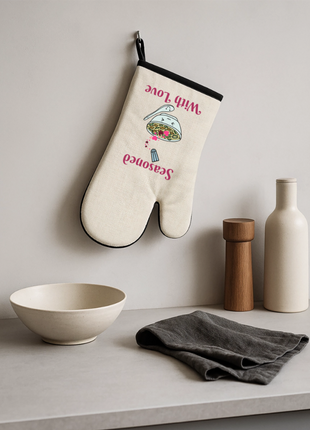 Oven Glove with Rubber Coating - linen/black 