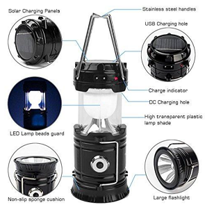 Solar Camping Torch/Light with USB Charge Port - Blue