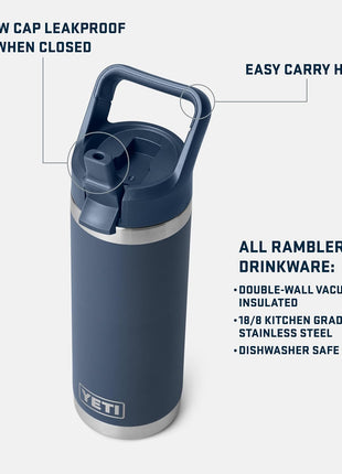 YETI 18 oz Rambler Straw Bottle with Customisation
